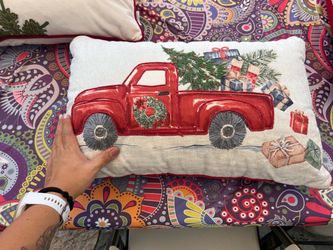 Christmas Red Truck Decorative Throw Pillow