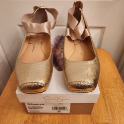 Jessica Simpson Mandalaye Metallic Square Toe Ballet Flats