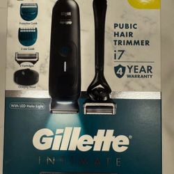 Gillette i7 Intimate Men’s Premium Pubic Hair Trimmer, with Intimate Razor, Body Hair Trimmer