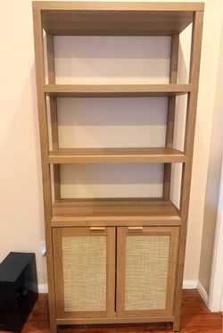 Tall Wood Bookcase & Storage Cabinet – Woven Doors