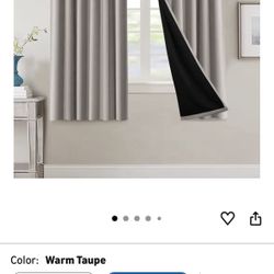 Warm Taupe Blackout Curtains - Total Of 8