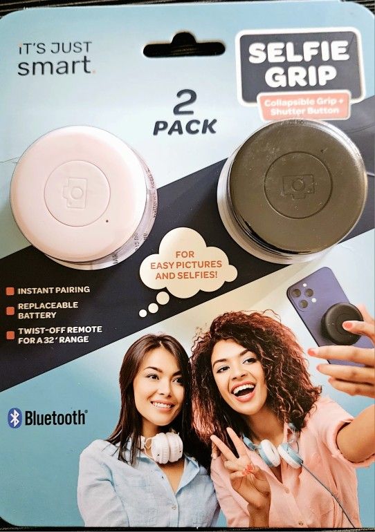Get 2 collapsible grip plus shutter button. Easy pictures and selfies. Take Video selfirs and pictures with ease. NEW!