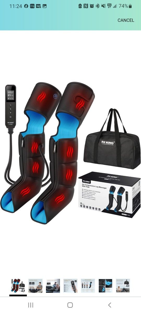 FIT KING Leg Massager with Heat for Circulation Upgraded Full Leg and Foot Compression Boots Massager to Relieve Pain, Swelling, Edema, RLS- Built-in