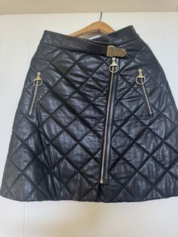 NEW WITH TAGS Mulberry Black Quilted Leather Mini Skirt – Gold Hardware