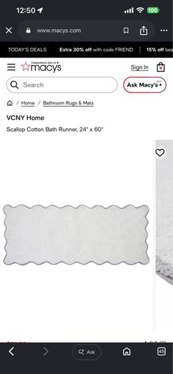 Scallop Cotton Bath Runner, 24" x 60"