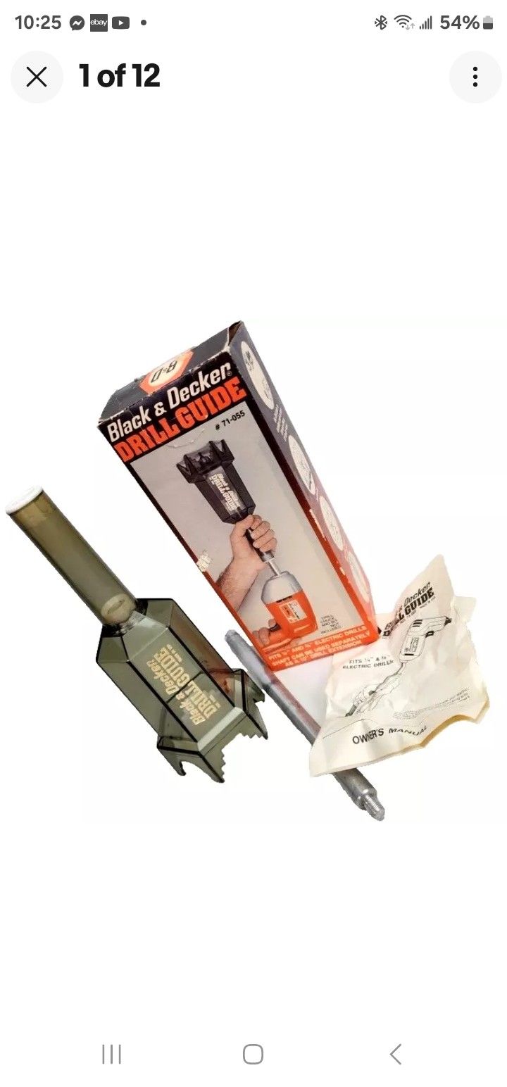 Black & Decker Drill Guide #71-055 Vintage Complete w/ Owners Manual, Packaging