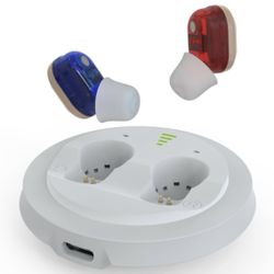 USB Charging Mini In-Ear Elderly Hearing Aid Stealth Sound Amplifier(Red and Blue)