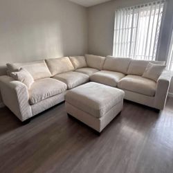 Corduroy Sectional Sofa With Ottoman