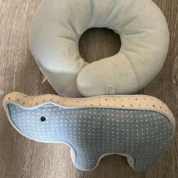 Baby Neck Pillow/ Headrest & Rhino Plush Toy