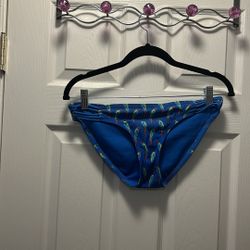 Blue Patterned Bikini Bottom