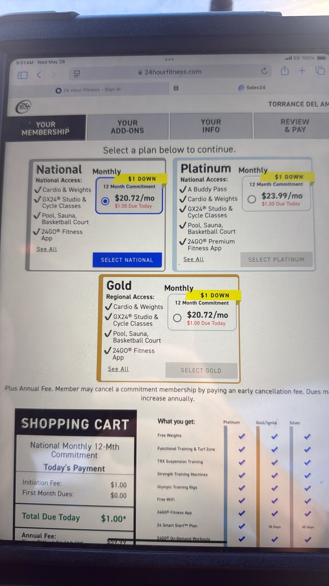 24 Hour Fitness Summer Sale! $1 Down, $20 A Month