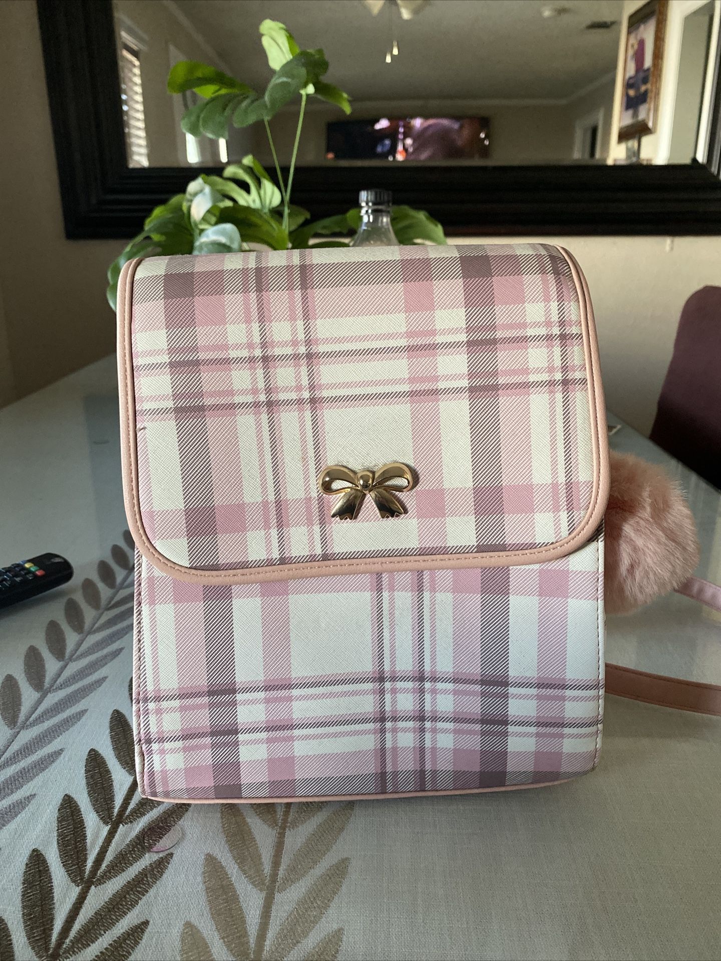 Pink Pattern Flap Backpack