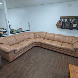 Free Delivery! Peach Leather Sectional Couch 