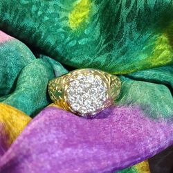 14k & 2 Carat Diamond Kentucky Cluster Mens Ring, Size 12