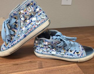 Ash Tweeted and Crystal Embellished Sneakers, Size 8 US