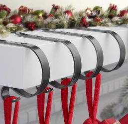 Scratch-Free Christmas Stocking Holders - Set of 4, Multi-Use Stocking Hooks for Fireplace and Mantle, Ideal for Xmas Party Decorations
