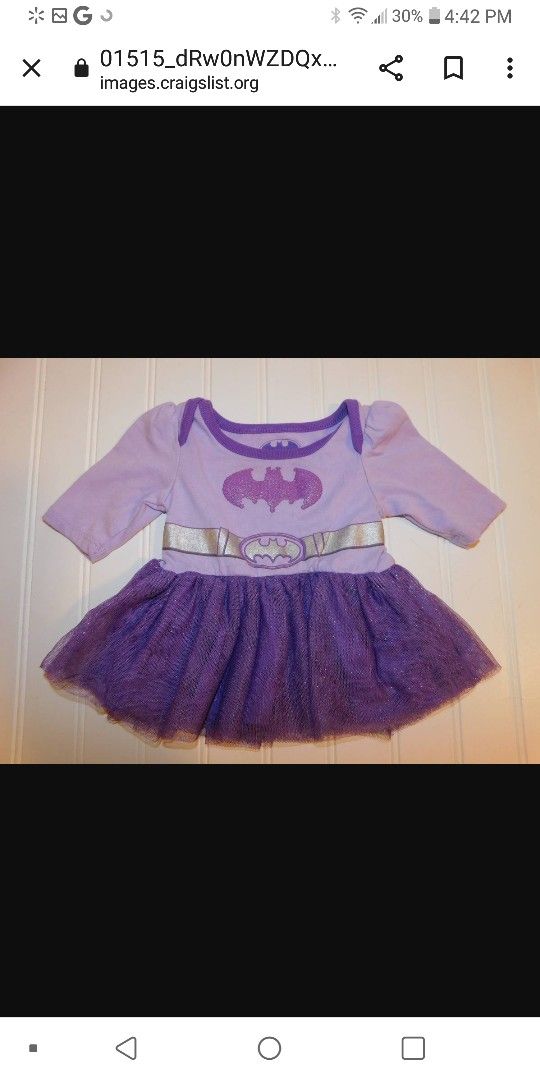 DC Comics Baby Girls NEWBORN Purple Sparkle Tulle Bat Girl Dress