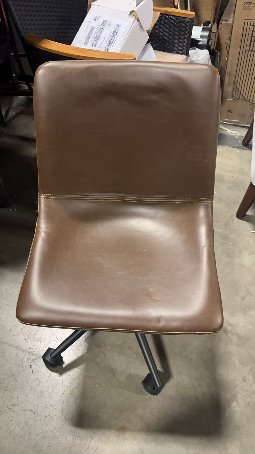 🔥on sale 🔥Metal Swivel Chair with Faux Leather Upholstery & Adjustable Seat - Brown & Black - 19.5 x 18 x 34.25 in. $ 25