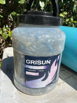 GRISUN ROUND 3/4” TEMPERED GLASS BEADS FIRE TABLE PIT TEAL BLUE CLEAR BROWN ALL MIXED APPROX 15lbs 