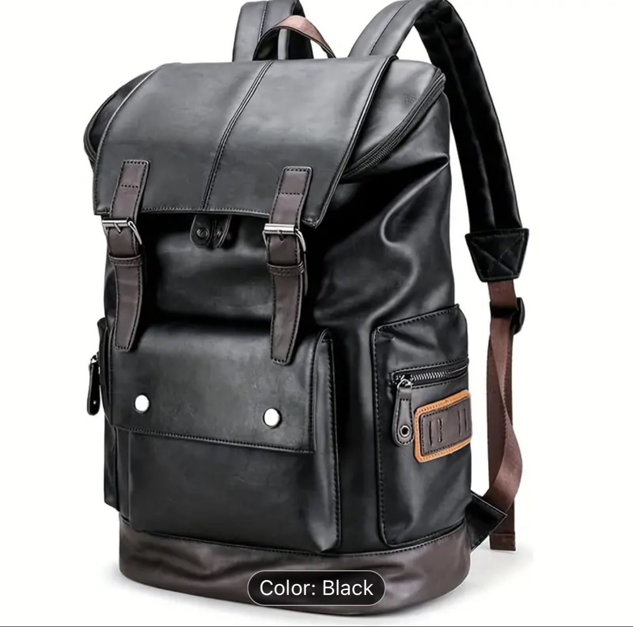 Laptop Backpack For Men, Vintage Black Work Knapsack Large Travel School Waterproof Bags 16inch Laptop For Commute Casual Business (Black)