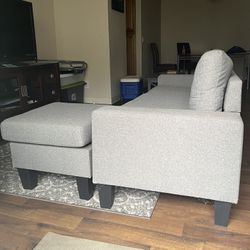 Light Gray Modern Reversible Sectional Sofa