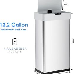 Sensor Trash Can, Touchless Motion Sensor Trash Bin, Smart Automatic Garbage Can with Soft-Close Lid, Bag Retainer Ring and Display Light,fo