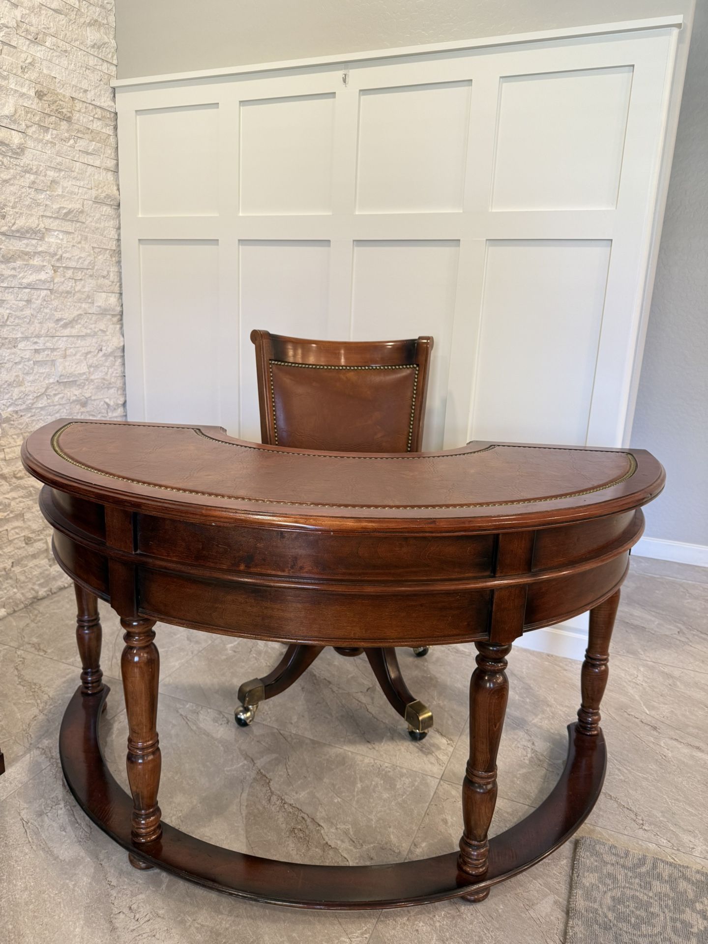 Antique Half-Moon Desk W/Chair
