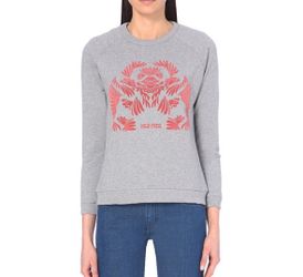 Maje Traffic Graphic grey red “Maje Paris” cotton sweatshirt, size M