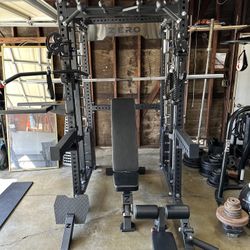 Smith Machine 400 | Adjustable Bench | 245lb Cast Iron Olympic Weights | 7ft Olympic Bar | Fitness | Gym Equipment | FREE DELIVERY/INSTALLATION 🚚 🛠️