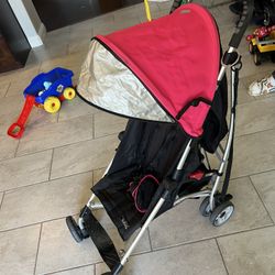 Summer Infant 3Dlite Convenience Stroller, Black/pink – Lightweight, with Aluminum Frame, Large Seat Area, Mesh Siding,for Travel