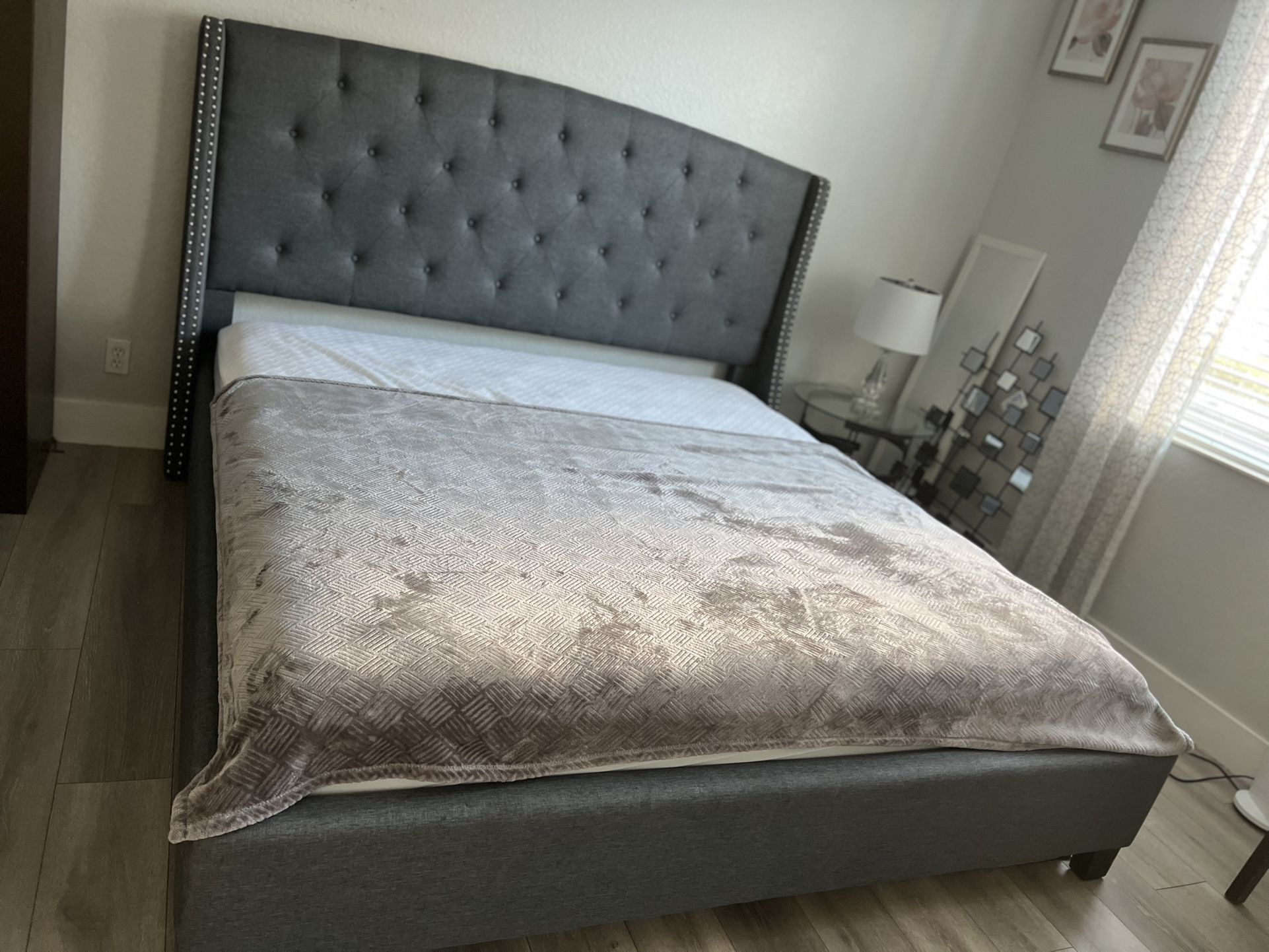 Grey King Bed Frame