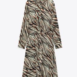 Zebra Print Long Sleeve Dress