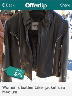 Black biker Leather jacket size M