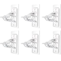 6-Pack No Drill Needed Curtain Rod Holders, Self Adhesive Rod Brackets, Multipurpose Nail-Free Stick on Curtain Rod Hooks Hangers for Dorm, Kitchen, H