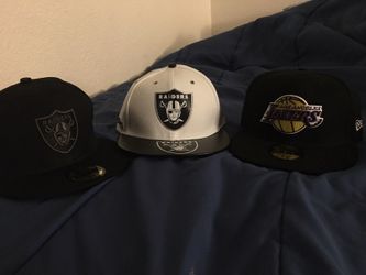 Raiders Lakers hats