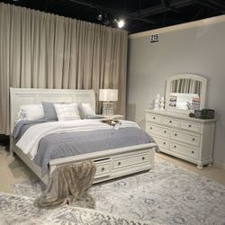 3 PCS QUEEN BEDROOM SET: QUEEN BED FRAME, NIGHTSTAND, DRESSER