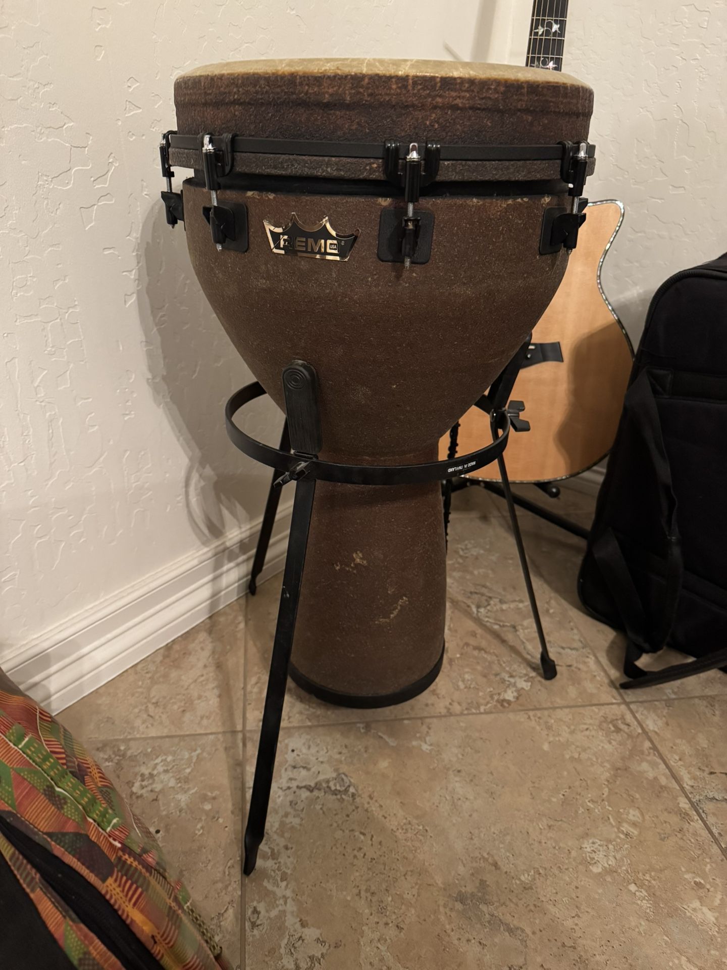 14” Djembe Drum Remo with stand and case