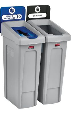 2-Stream Landfill/Mixed Recycling Bin/Can/Kit/Station