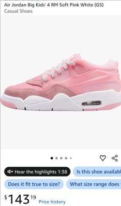 AIR JORDAN 4 RM (GS) soft pink shoes