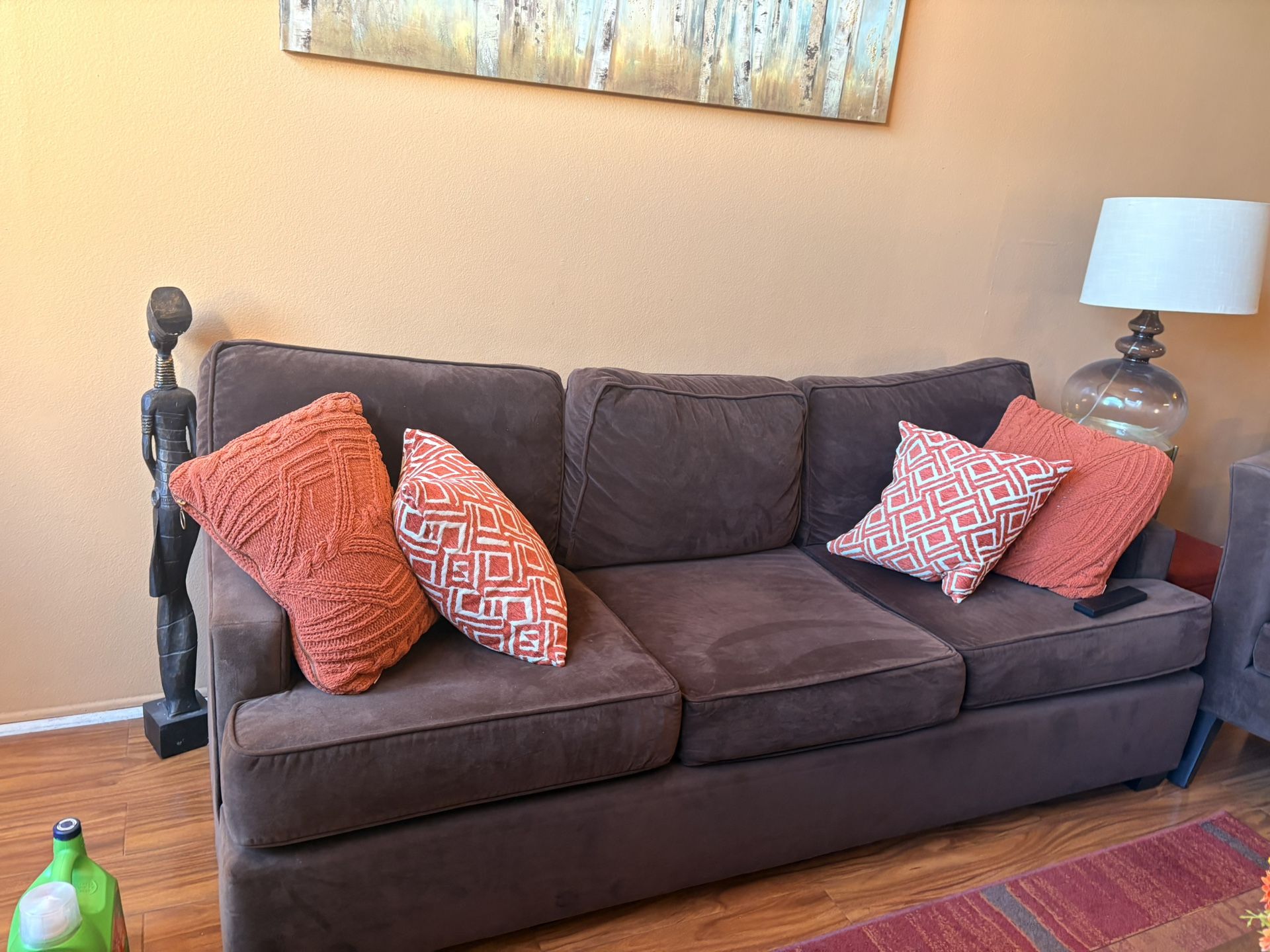 Microfiber Brown Sofa Set 2 Sofas With 2 Accent Chairs