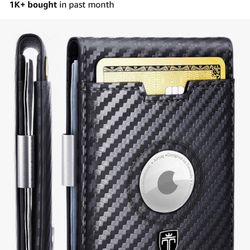 Travinado Air Tag Trackable Men’s Leather Wallet with Money Clip