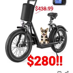 Caroma Electric Scooter w/ Seat for Adults, Max 30Miles Ranges&20Mph, 500w/800w Motor, 20" Fat Tire Foldable E-Scooter with Basket for Pets,300lb Max
