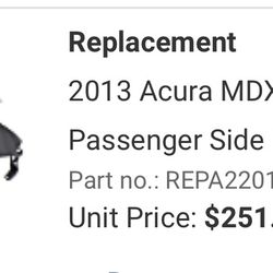 2010-2013 Acura Mdx Aftermarket Fender