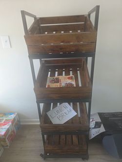 4-Tier Rolling Wood and Metal Storage Cart