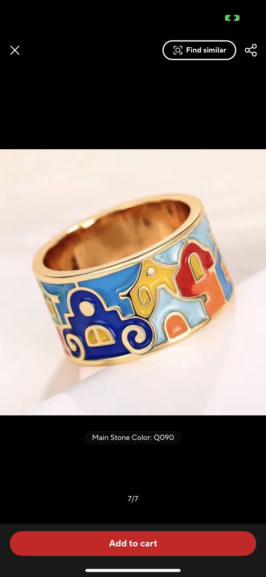 COLORED HOUSED DESIGN FINGER RING SIZE 8