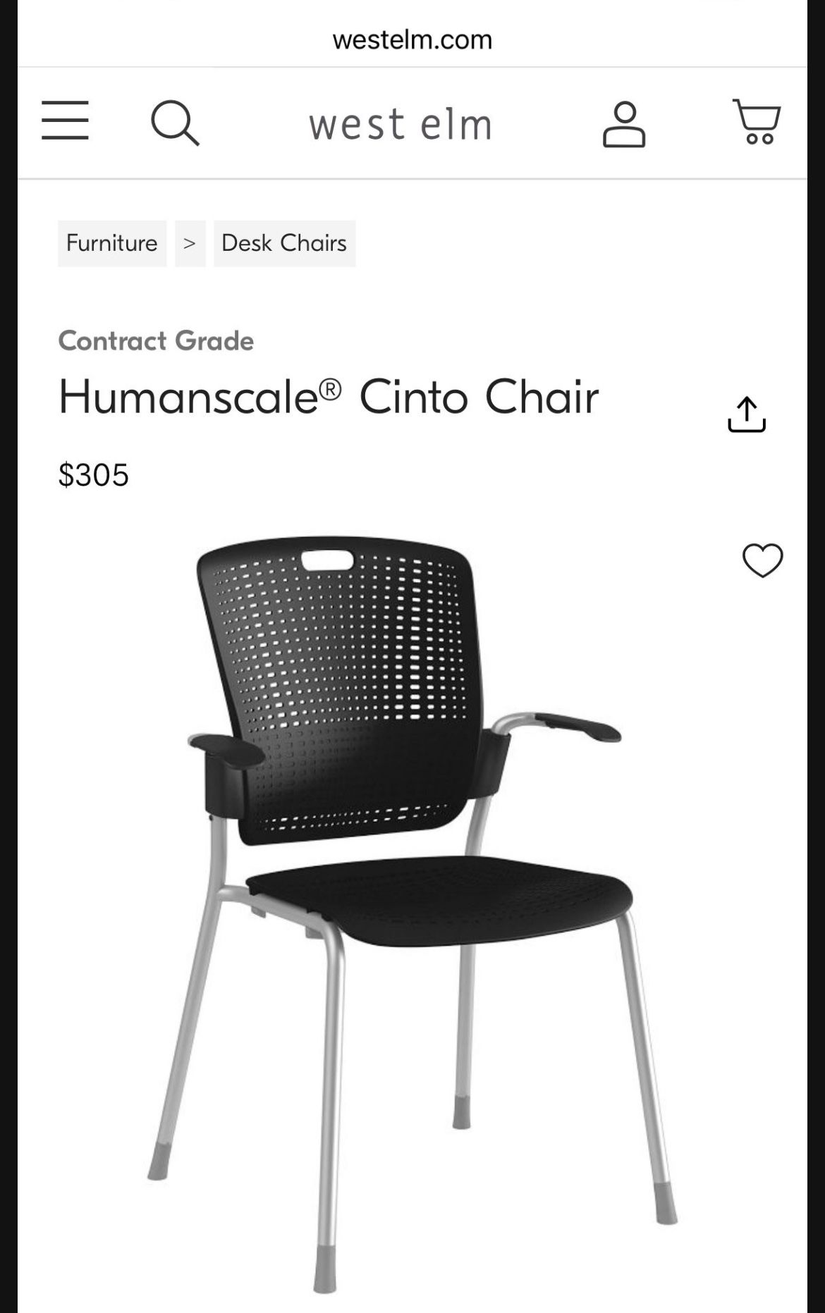 West Elm Humanscale Modern Ergonomic Desk Chair