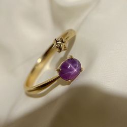0.88 CT unheated star sapphire gold ring