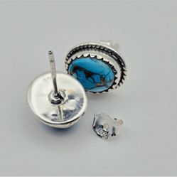 NEW .925 stamped Native American sterling Silver & Turquoise stone Stud Earrings