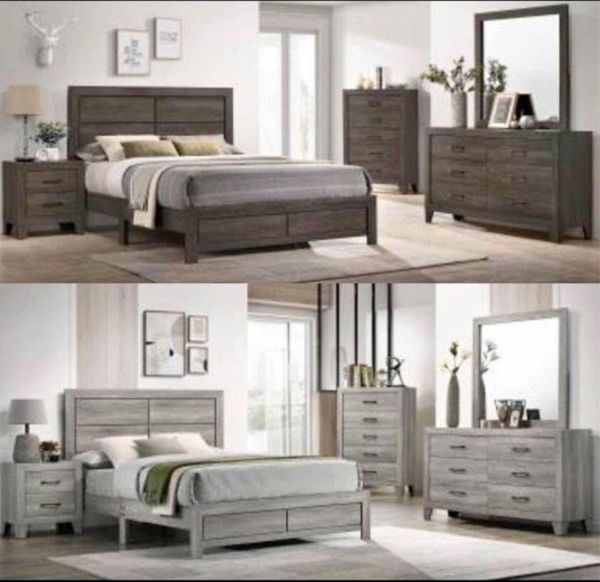 4- Pc Bedroom set Dresser,Mirror Nightstand (1) Queen size bed frame Not including Mattress and Box Sp