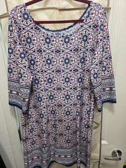 Boho Print 3/4 Sleeve Shift Dress
